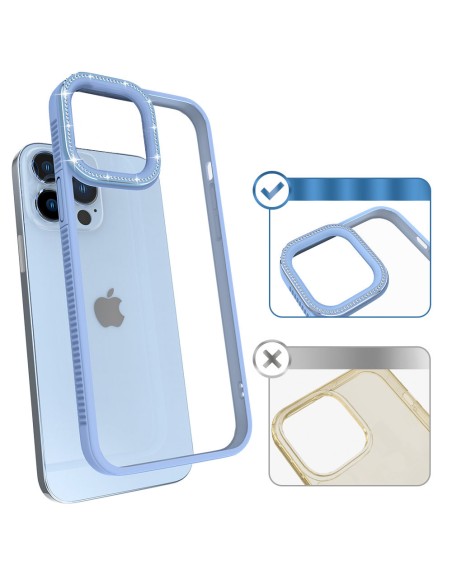 Kingxbar Sparkle Series iPhone 13 Pro Max dėklas su kristalų korpusu galinis dangtelis mėlynas