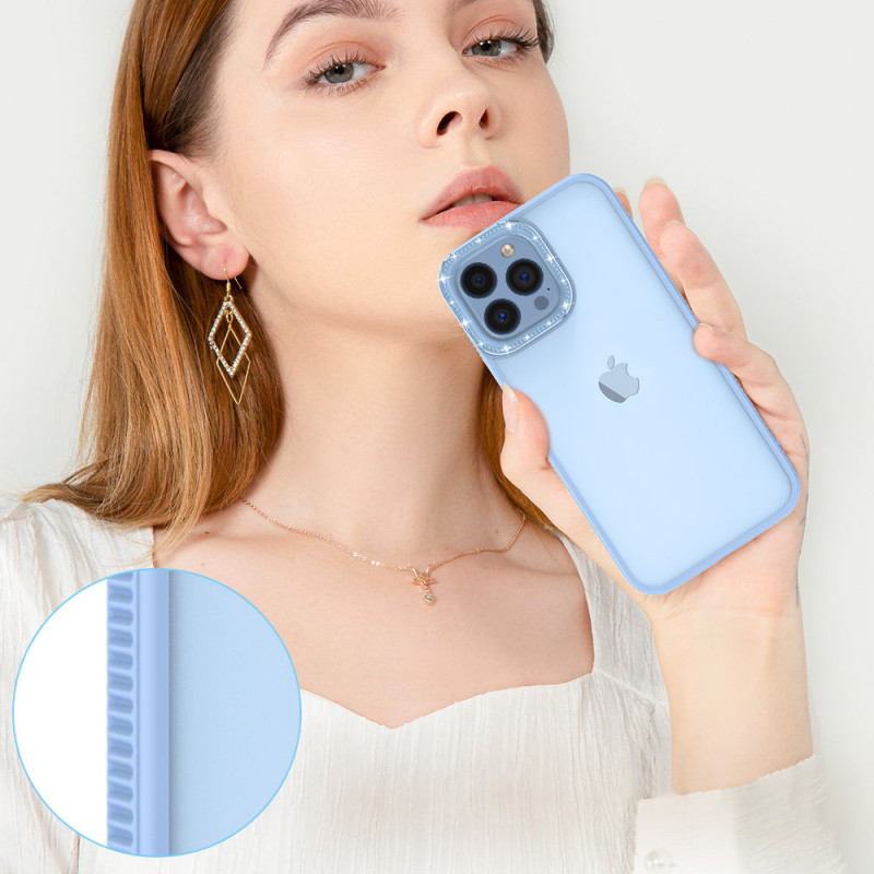Kingxbar Sparkle Series iPhone 13 Pro Max dėklas su kristalų korpusu galinis dangtelis mėlynas