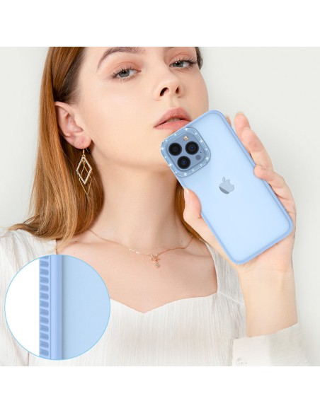 Kingxbar Sparkle Series iPhone 13 Pro Max dėklas su kristalų korpusu galinis dangtelis mėlynas