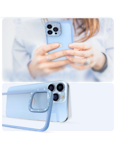 Kingxbar Sparkle Series iPhone 13 Pro Max dėklas su kristalų korpusu galinis dangtelis mėlynas