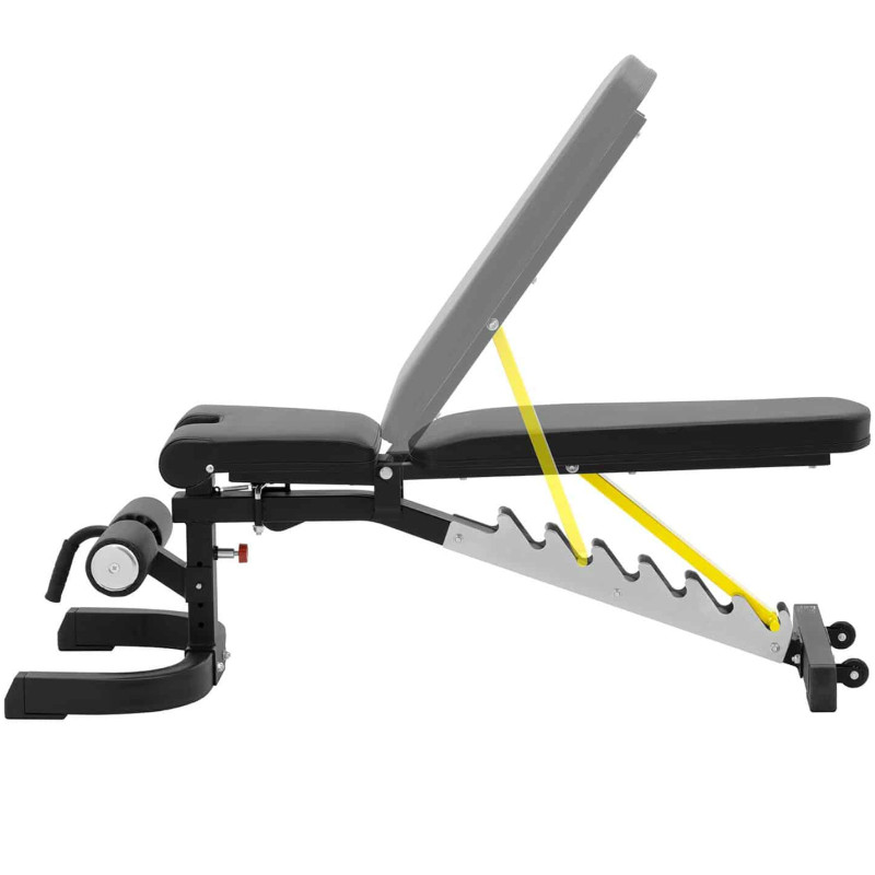 Suolelis nuožulnus treniruočių suoliukas reguliuojamas pratimams iki 150 kg