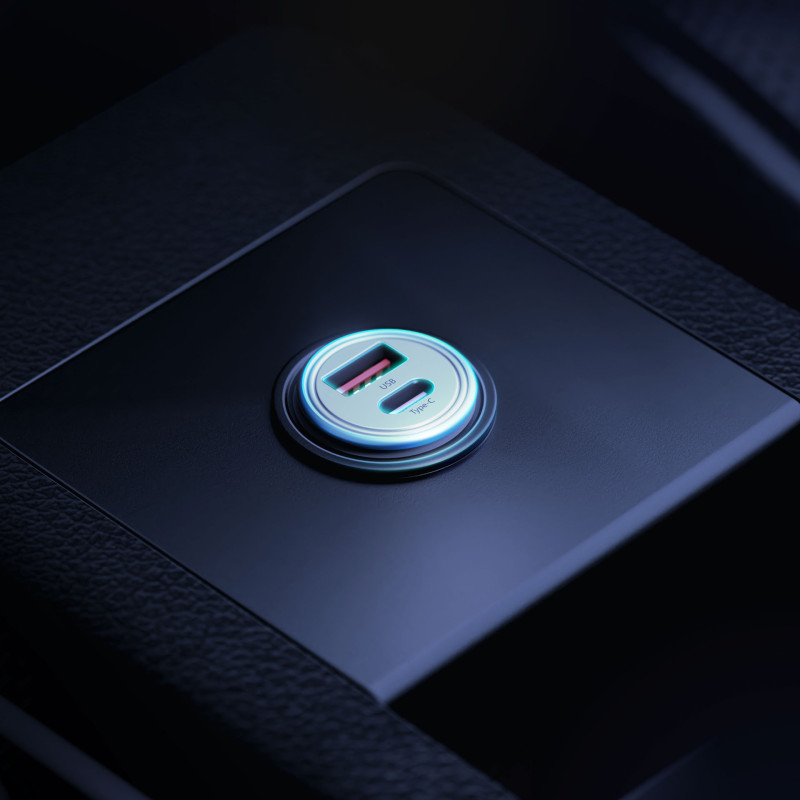 3mk Hyper Car Charger 30W USB-C USB-A automobilinis įkroviklis – sidabrinis