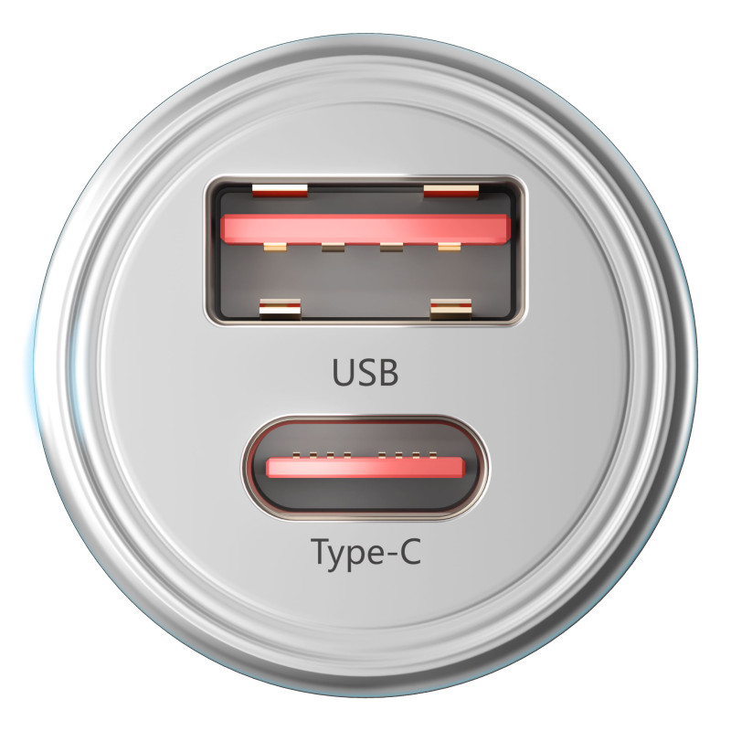 3mk Hyper Car Charger 30W USB-C USB-A automobilinis įkroviklis – sidabrinis