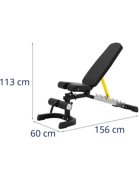 Suolelis nuožulnus treniruočių suoliukas reguliuojamas pratimams iki 150 kg