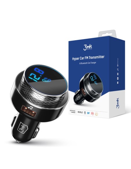 3mk Hyper Car FM siųstuvas su USB-A prievadu - juodas