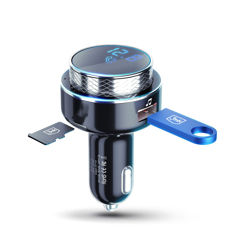 3mk Hyper Car FM siųstuvas su USB-A prievadu - juodas
