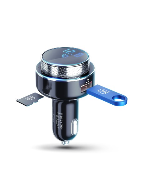 3mk Hyper Car FM siųstuvas su USB-A prievadu - juodas