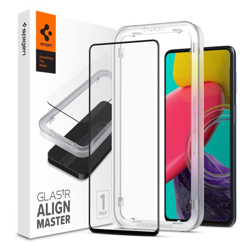 Spigen ALM Glass FC grūdintas stiklas, skirtas Samsung Galaxy M53 5G - juodas