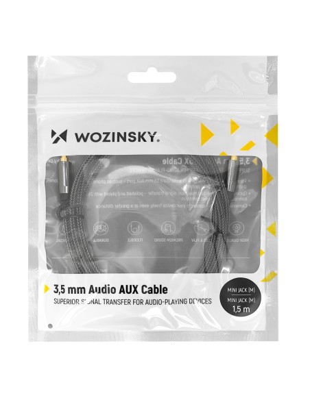 Universalus kabelis mini lizdas AUX 2m juodas Universalus kabelis mini lizdas AUX 2m juodas