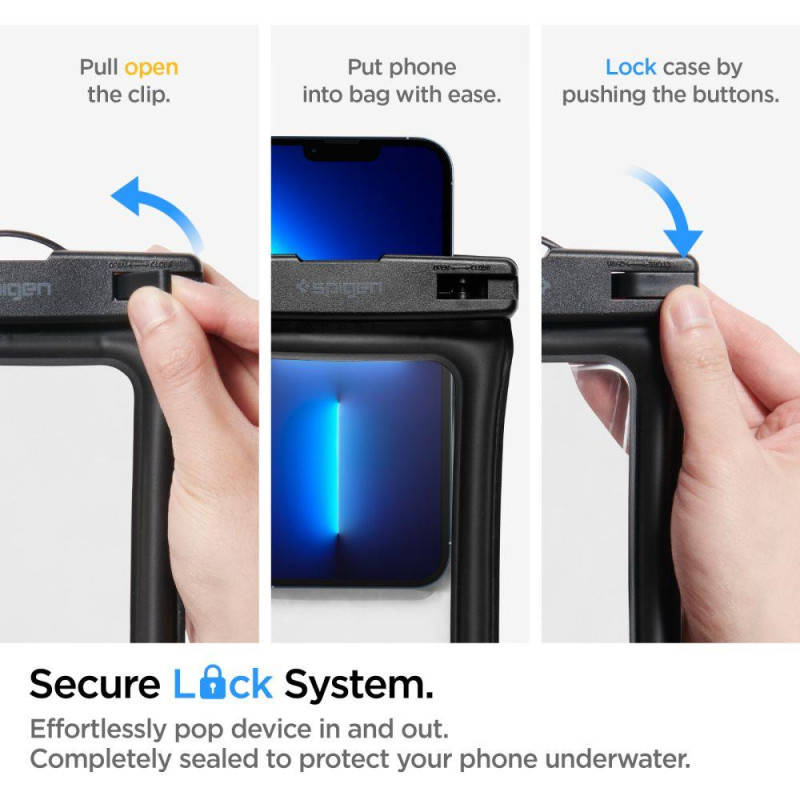 Spigen Aqua Shield A610 vandeniui atsparus plūduriuojantis dėklas - juodas 2 vnt.