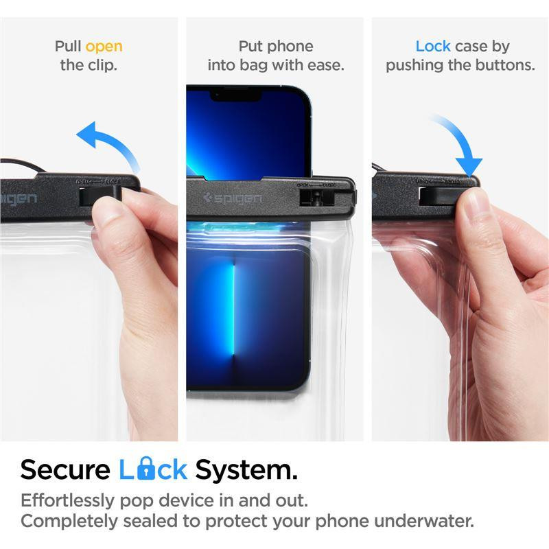 Spigen Aqua Shield A610 vandeniui atsparus dėklas, plūduriuojantis ant vandens - skaidrus 2 vnt.