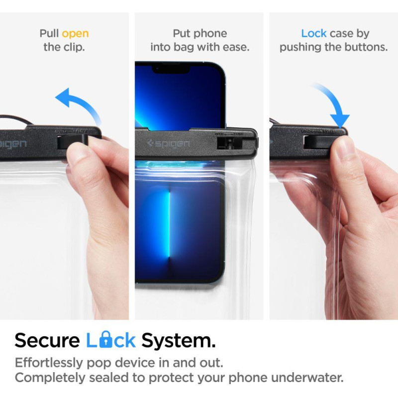 Spigen Aqua Shield A610 vandeniui atsparus dėklas, plūduriuojantis ant vandens - skaidrus 2 vnt.