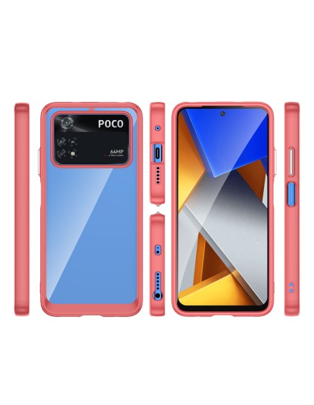 Outer Space Case dėklas skirtas Xiaomi Poco M4 Pro, dangtelis lanksčiu raudonu rėmeliu