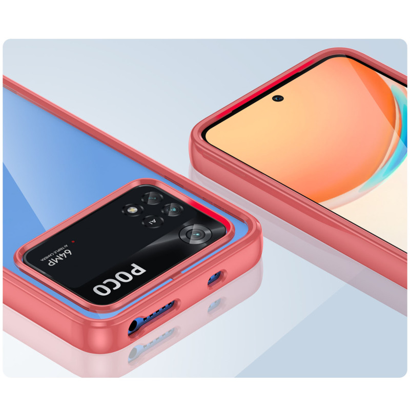 Outer Space Case dėklas skirtas Xiaomi Poco M4 Pro, dangtelis lanksčiu raudonu rėmeliu