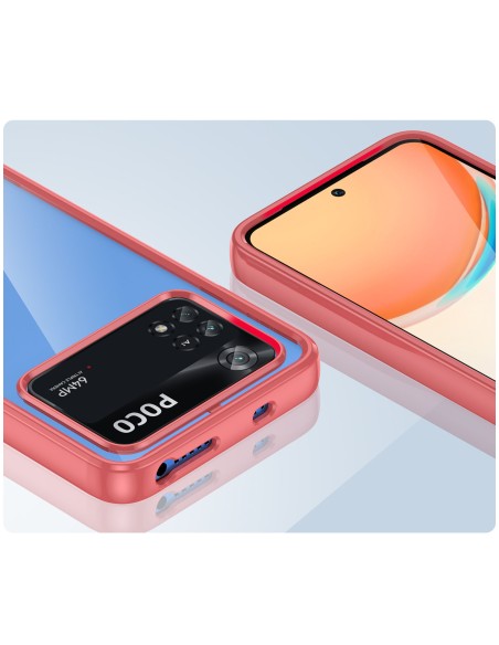 Outer Space Case dėklas skirtas Xiaomi Poco M4 Pro, dangtelis lanksčiu raudonu rėmeliu