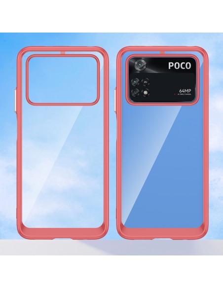 Outer Space Case dėklas skirtas Xiaomi Poco M4 Pro, dangtelis lanksčiu raudonu rėmeliu