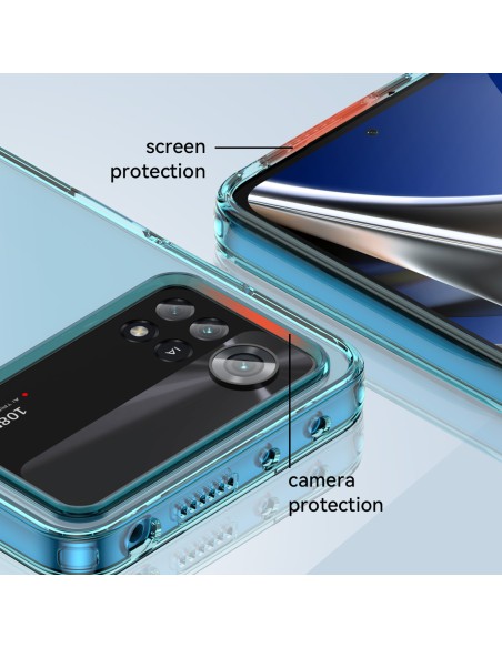 Outer Space Case Xiaomi Poco X4 Pro 5G dangtelis su lanksčiu mėlynos spalvos rėmeliu