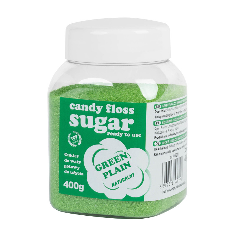 Spalvotas cukrus cukraus vatai žalia natūralaus skonio 400g Spalvotas cukrus cukraus vatai žalia natūralaus skonio 400g