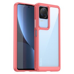 Outer Space Case dėklas Xiaomi Poco F4 5G dėklui su lanksčiu rėmeliu raudonos spalvos