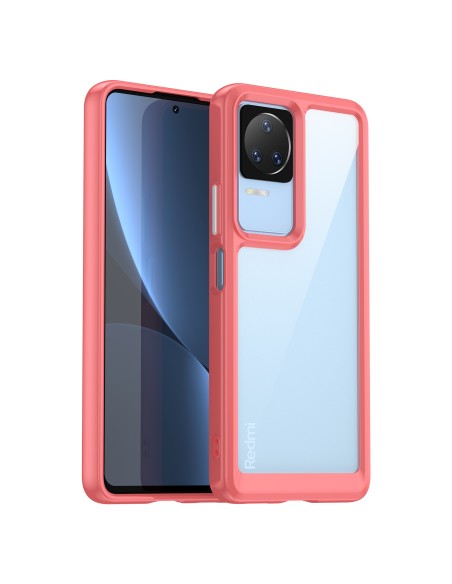 Outer Space Case dėklas Xiaomi Poco F4 5G dėklui su lanksčiu rėmeliu raudonos spalvos