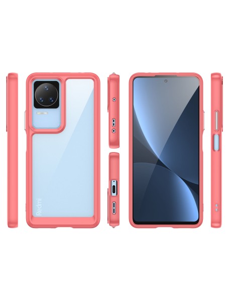 Outer Space Case dėklas Xiaomi Poco F4 5G dėklui su lanksčiu rėmeliu raudonos spalvos