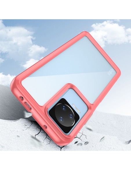 Outer Space Case dėklas Xiaomi Poco F4 5G dėklui su lanksčiu rėmeliu raudonos spalvos