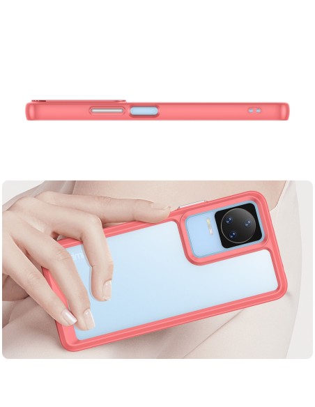 Outer Space Case dėklas Xiaomi Poco F4 5G dėklui su lanksčiu rėmeliu raudonos spalvos