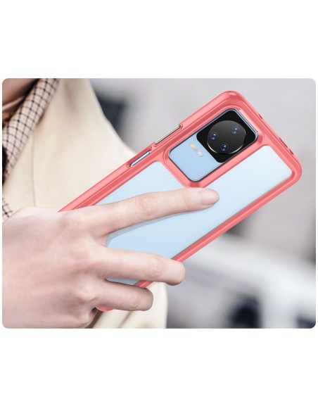 Outer Space Case dėklas Xiaomi Poco F4 5G dėklui su lanksčiu rėmeliu raudonos spalvos