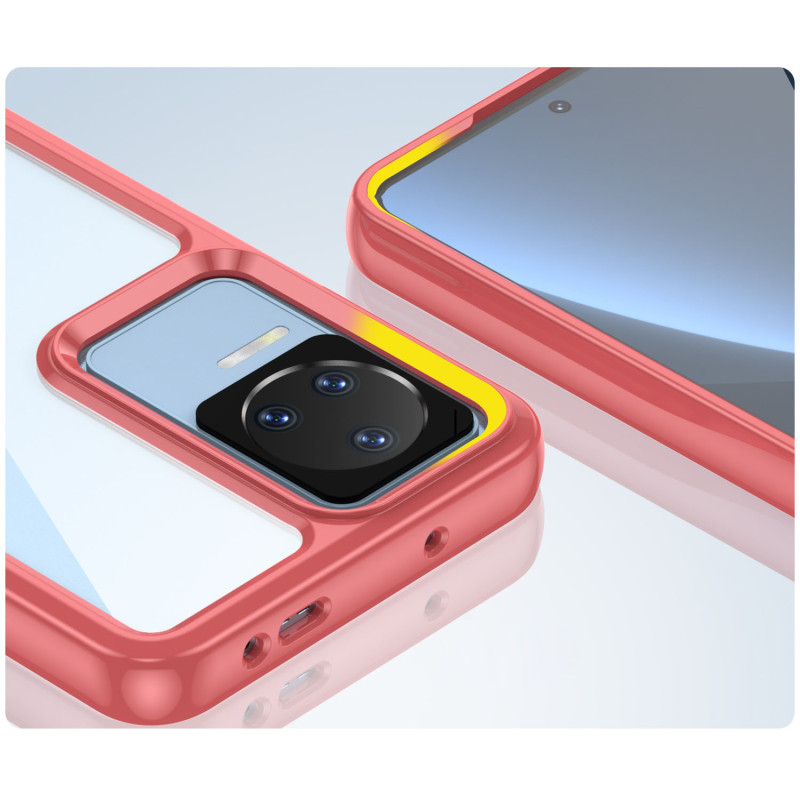 Outer Space Case dėklas Xiaomi Poco F4 5G dėklui su lanksčiu rėmeliu raudonos spalvos