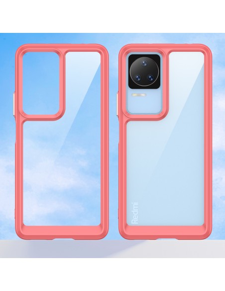 Outer Space Case dėklas Xiaomi Poco F4 5G dėklui su lanksčiu rėmeliu raudonos spalvos