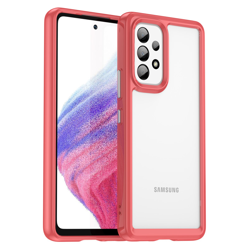Outer Space Case dėklas, skirtas Samsung Galaxy A53 5G, dangtelis lanksčiu raudonu rėmeliu Outer Space Case dėklas, skirtas Samsung Galaxy A53 5G, dangtelis lanksčiu raudonu rėmeliu