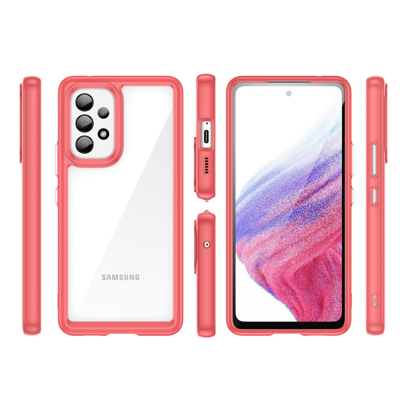 Outer Space Case dėklas, skirtas Samsung Galaxy A53 5G, dangtelis lanksčiu raudonu rėmeliu