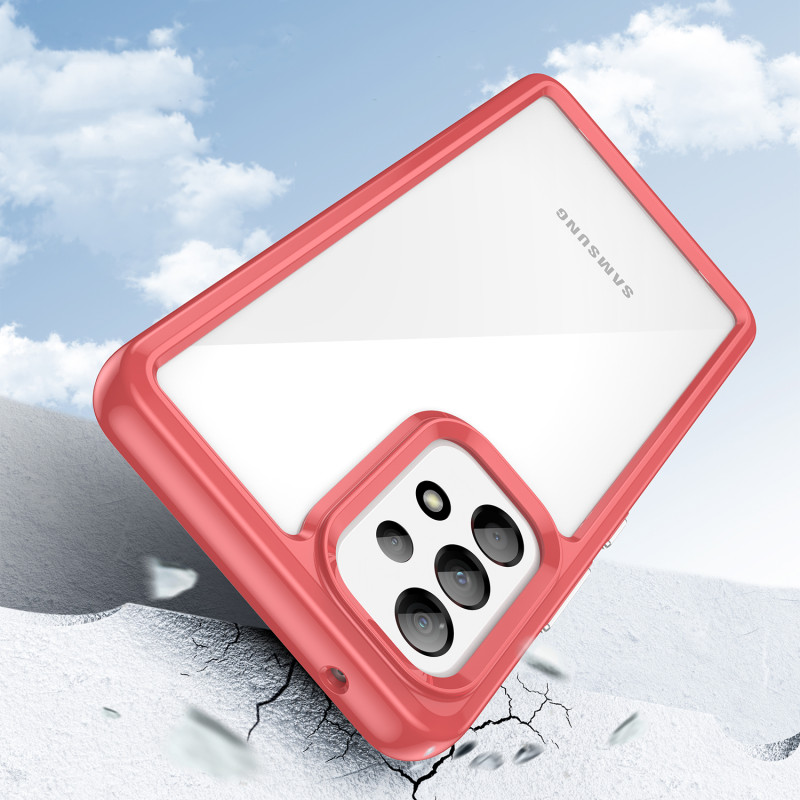 Outer Space Case dėklas, skirtas Samsung Galaxy A53 5G, dangtelis lanksčiu raudonu rėmeliu
