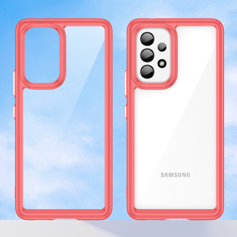 Outer Space Case dėklas, skirtas Samsung Galaxy A53 5G, dangtelis lanksčiu raudonu rėmeliu