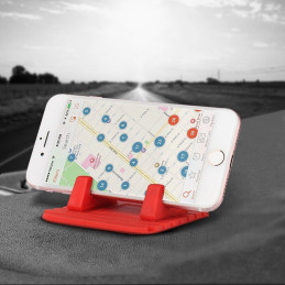 Universalus automobilio laikiklis silikoninis telefono stovas nano padas raudonas