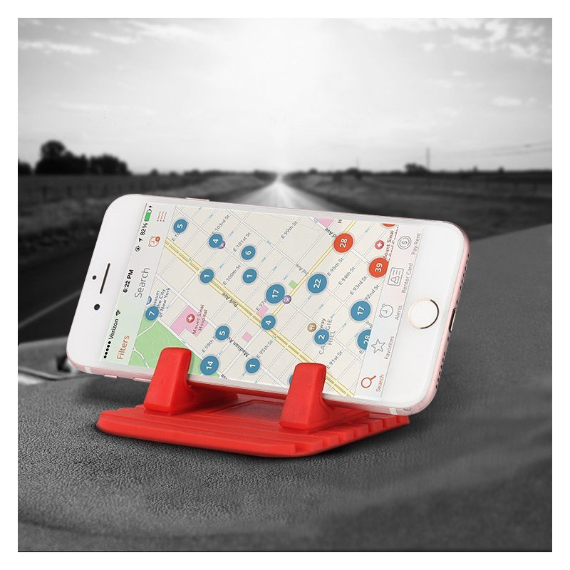Universalus automobilio laikiklis silikoninis telefono stovas nano padas raudonas