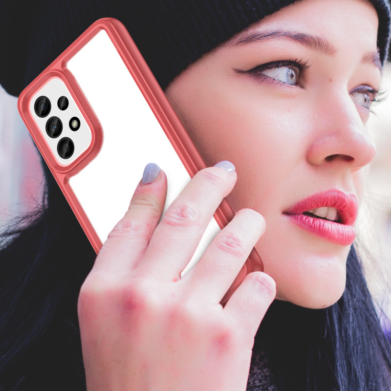 Outer Space Case dėklas, skirtas Samsung Galaxy A33 5G, dangtelis lanksčiu raudonu rėmeliu