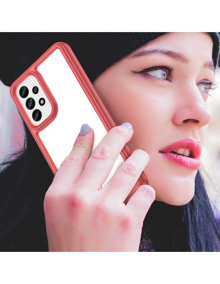 Outer Space Case dėklas, skirtas Samsung Galaxy A33 5G, dangtelis lanksčiu raudonu rėmeliu