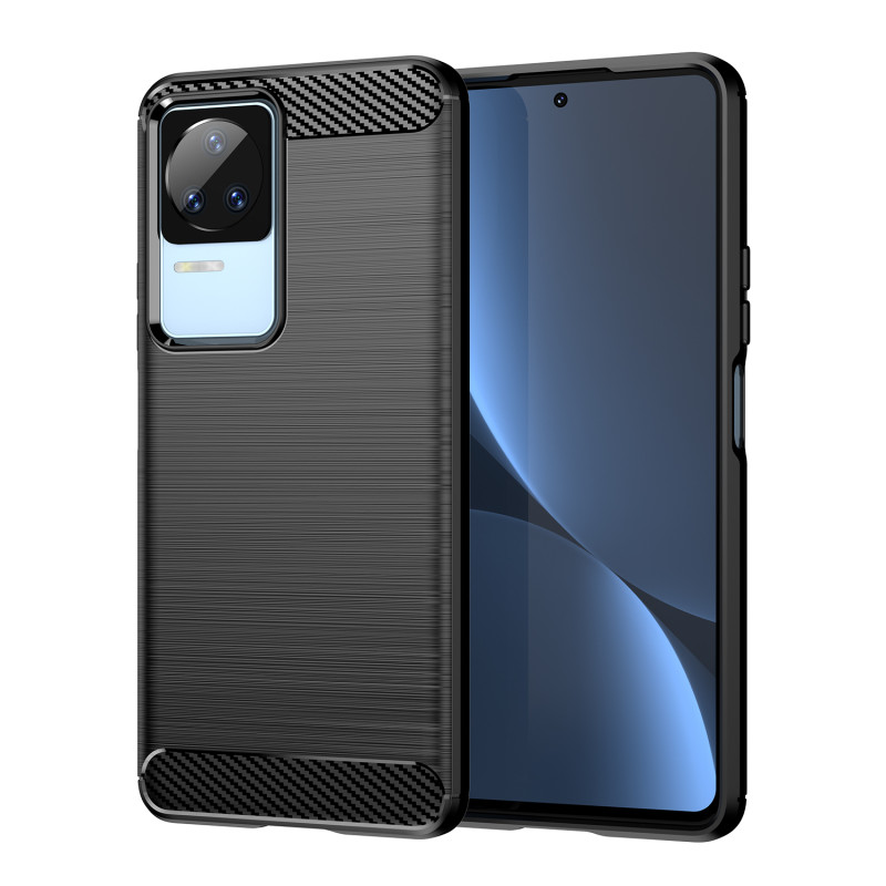 Anglies dėklas Xiaomi Poco F4 5G lankstus silikoninis anglies dangtelis juodas Anglies dėklas Xiaomi Poco F4 5G lankstus silikoninis anglies dangtelis juodas