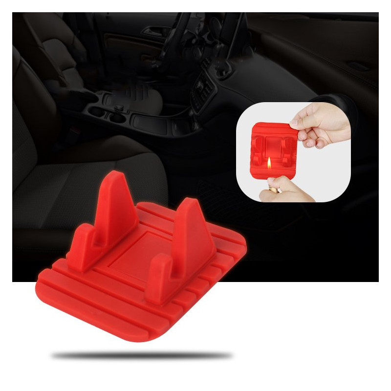 Universalus automobilio laikiklis silikoninis telefono stovas nano padas raudonas