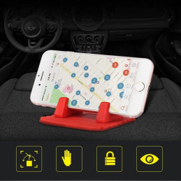 Universalus automobilio laikiklis silikoninis telefono stovas nano padas raudonas