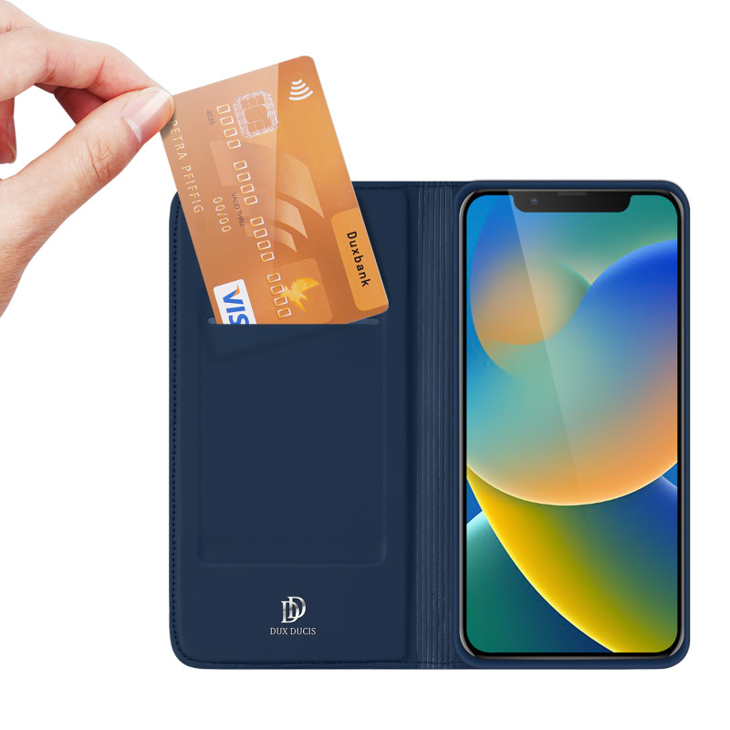 Dux Ducis Skin Pro dėklo dėklo dangtelis su atvartu iPhone 14/ 13 mėlynas