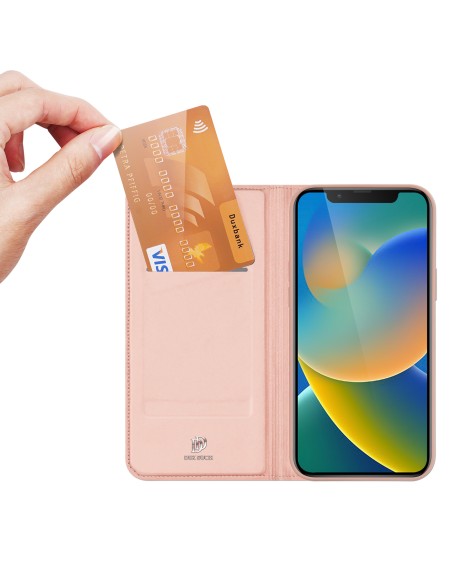 Dux Ducis Skin Pro dėklo dėklo dangtelis su atvartu iPhone 14/ 13 rožinė Dux Ducis Skin Pro dėklo dėklo dangtelis su atvartu iPhone 14/ 13 rožinė