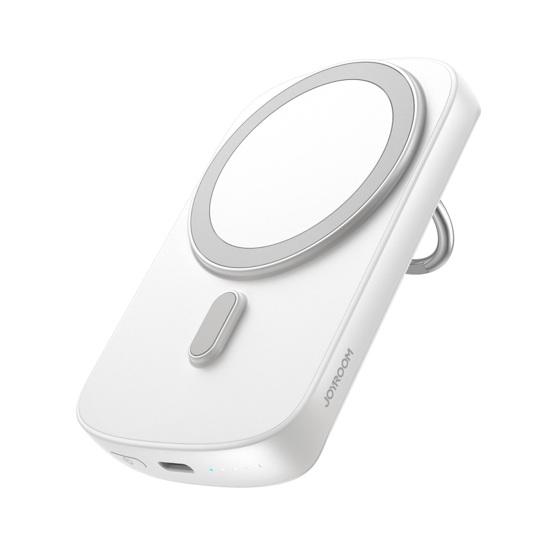 Powerbank su indukciniu įkroviklio žiedu su stovu iki 6000mAh 20W baltas