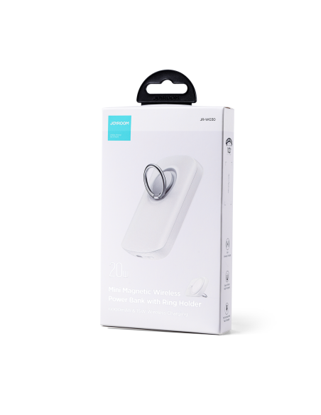 Powerbank su indukciniu įkroviklio žiedu su stovu iki 6000mAh 20W baltas Powerbank su indukciniu įkroviklio žiedu su stovu iki 6000mAh 20W baltas
