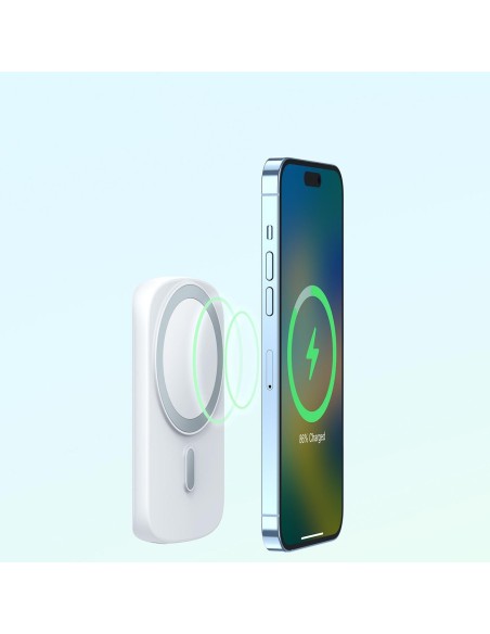 Powerbank su indukciniu įkroviklio žiedu su stovu iki 6000mAh 20W baltas Powerbank su indukciniu įkroviklio žiedu su stovu iki 6000mAh 20W baltas