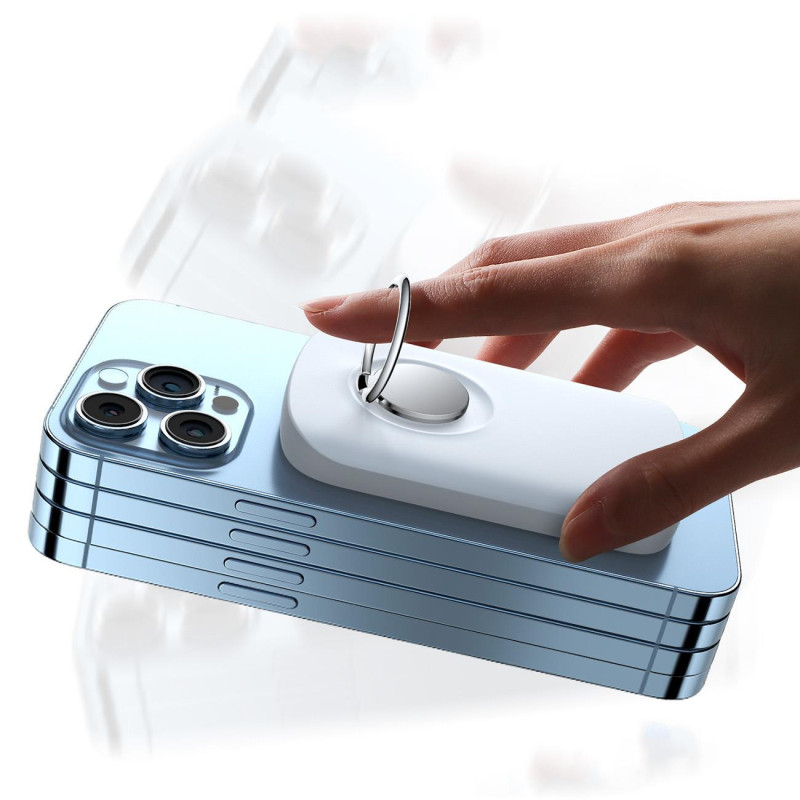 Powerbank su indukciniu įkroviklio žiedu su stovu iki 6000mAh 20W baltas