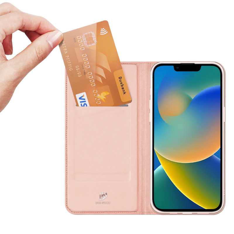 Dux Ducis Skin Pro dėklo dėklo dangtelis su atvartu iPhone 14 Plus rožinis