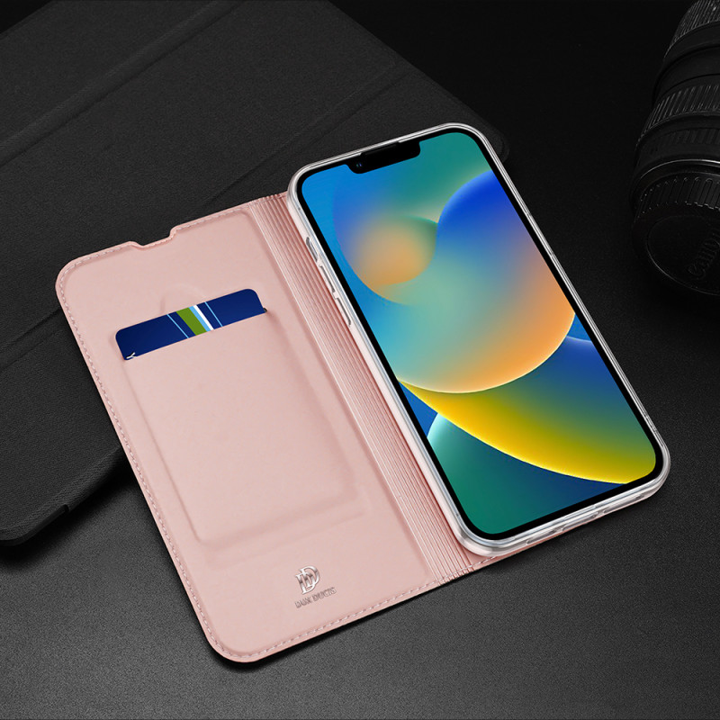 Dux Ducis Skin Pro dėklo dėklo dangtelis su atvartu iPhone 14 Plus rožinis