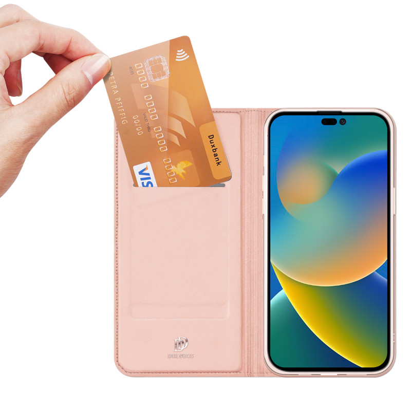 Dux Ducis Skin Pro dėklo dėklo dangtelis su atvartu iPhone 14 Pro Max rožinis